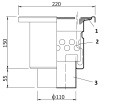Kratka ściekowa dolna KSDK 220-110 z kwadratową górą